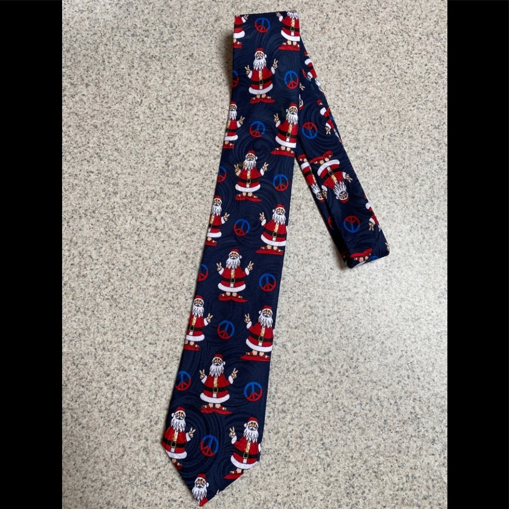 John Ashford Santa “Peace Out” Christmas Tie! EUC